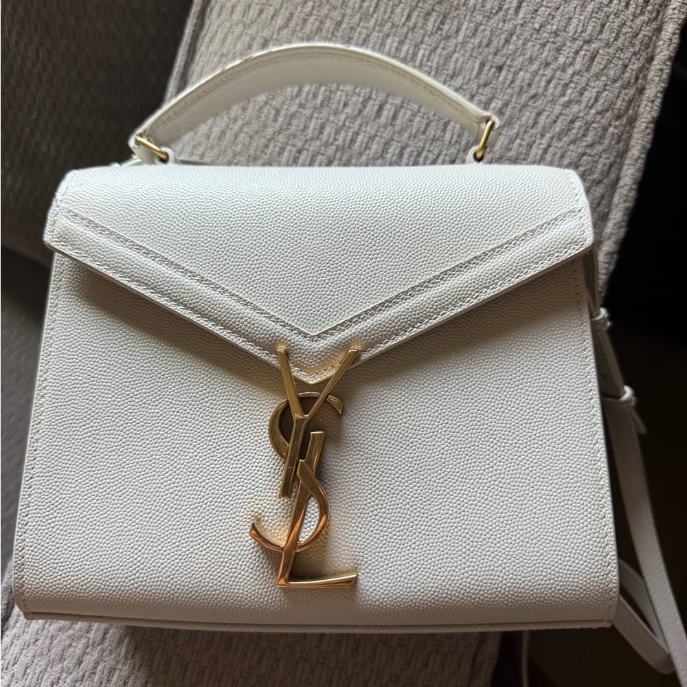 YSL CASSANDRA MINI TOP HANDLE BAG - Beige Leather - Picture 2 of 12